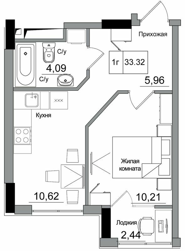 1-комнатная 33.32 м² в ЖГ ARTVILLE от 22 450 грн/м², пгт Авангард