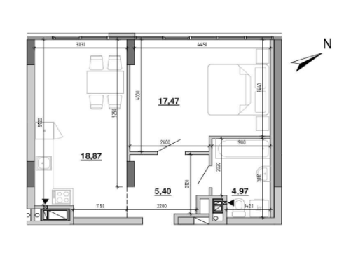 1-комнатная 46.71 м² в ЖК Містечко Підзамче от 25 602 грн/м², Львов