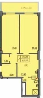 2-комнатная 65.2 м² в ЖК Лидерсовский от 42 600 грн/м², Одесса