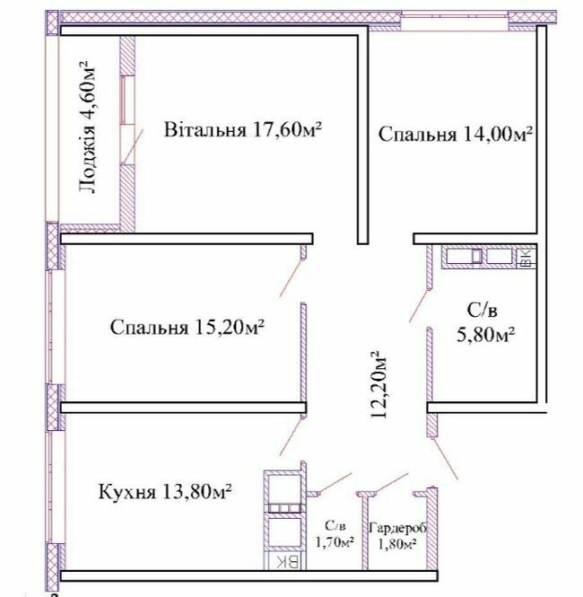 3-кімнатна 86.7 м² в ЖК Омега від 26 950 грн/м², Одеса