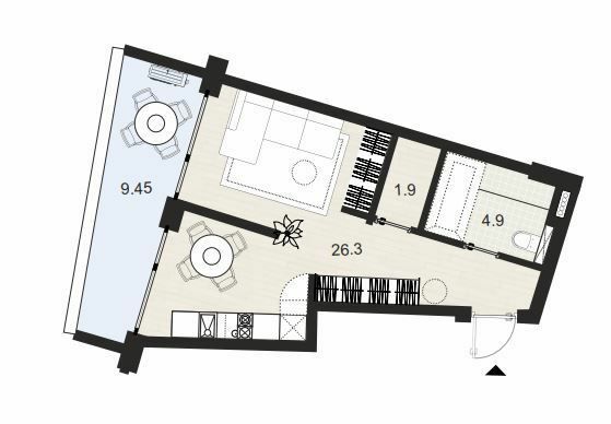 1-кімнатна 37.22 м² в ЖК Primorsky Residence від 19 800 грн/м², м. Южне