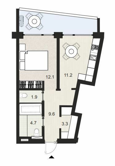 1-комнатная 47.5 м² в ЖК Primorsky Residence от 19 800 грн/м², г. Южное