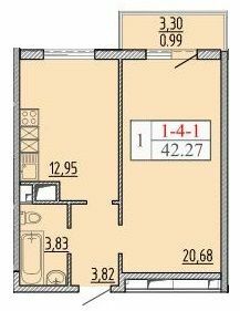 1-комнатная 42.27 м² в ЖК Пятьдесят восьмая Жемчужина от 21 300 грн/м², Одесса