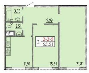 2-комнатная 65.51 м² в ЖК Пятьдесят восьмая Жемчужина от 24 050 грн/м², Одесса
