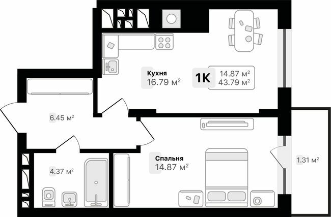 1-кімнатна 43.79 м² в ЖК AUROOM SUNRISE від 26 100 грн/м², Львів