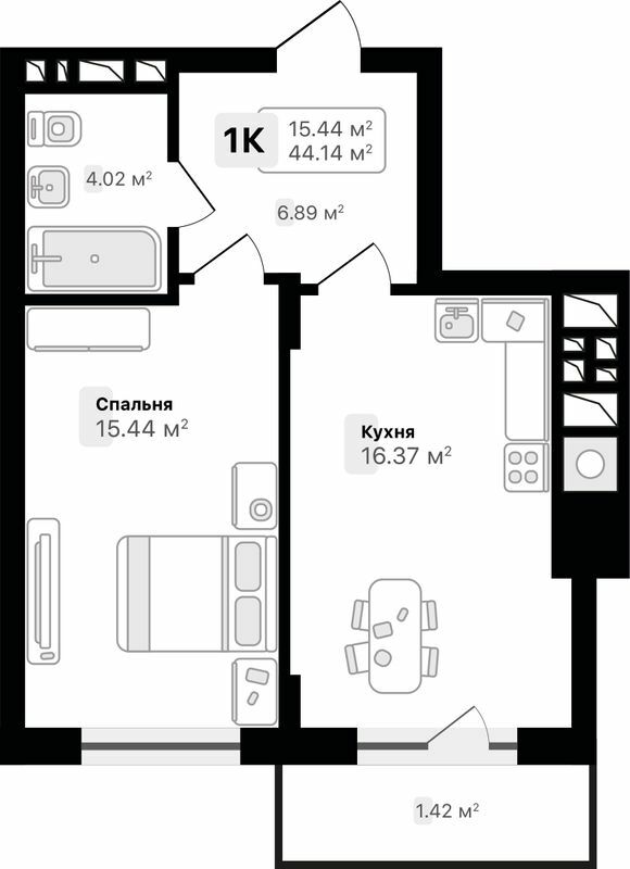 1-комнатная 44.14 м² в ЖК AUROOM SUNRISE от 26 100 грн/м², Львов