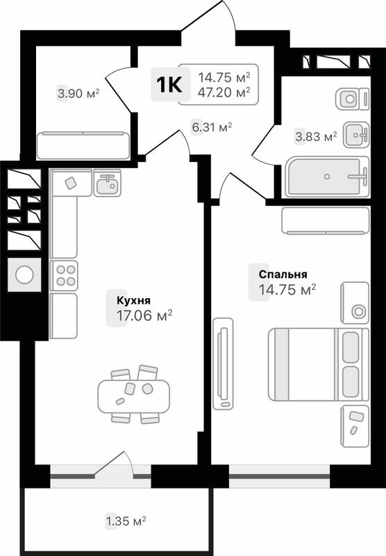 1-кімнатна 47.2 м² в ЖК AUROOM SUNRISE від 26 100 грн/м², Львів