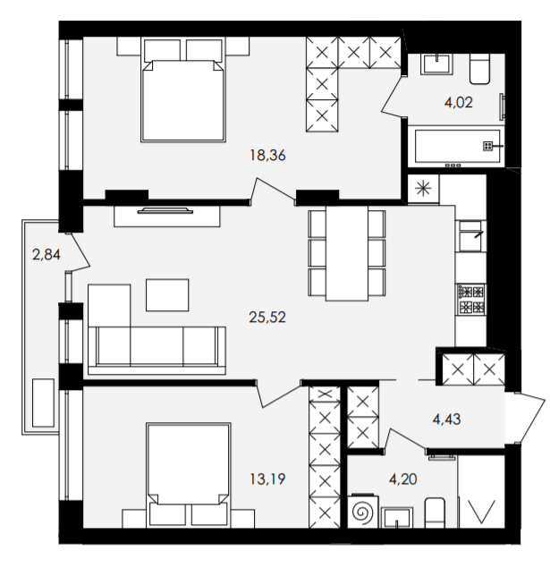 2-кімнатна 76.74 м² в ЖК Avalon Yard від 31 000 грн/м², Львів