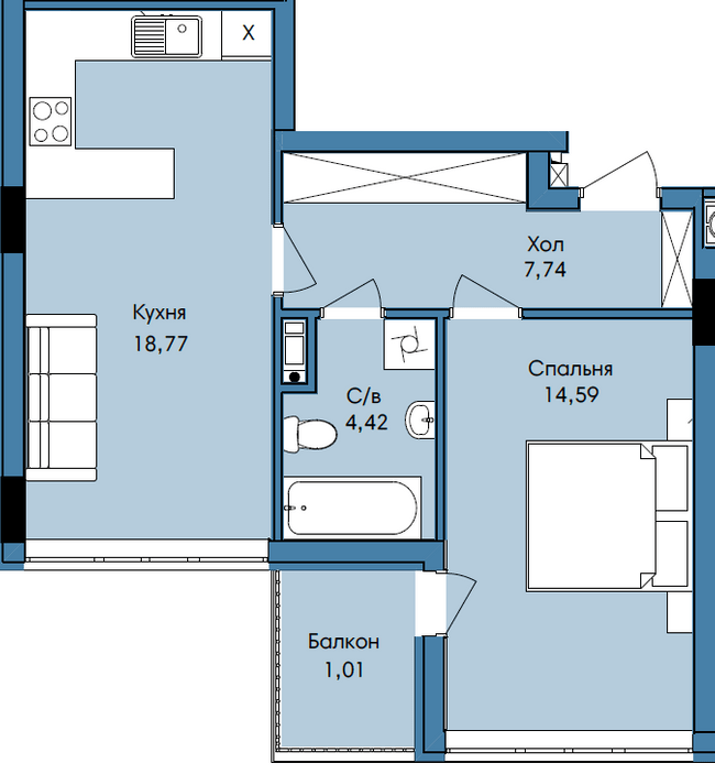 1-комнатная 46.53 м² в ЖК Washington City от 27 500 грн/м², Львов