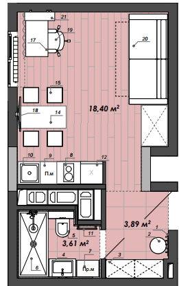 Студия 25.9 м² в Апарт-комплекс WELL towers от 42 350 грн/м², Львов