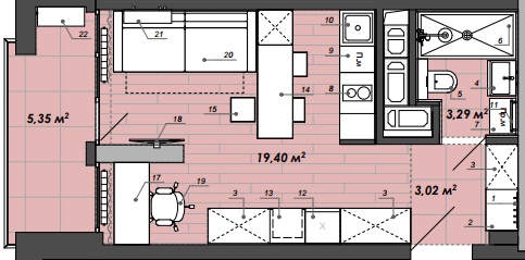 Студія 31.06 м² в Апарт-комплекс WELL towers від 42 350 грн/м², Львів