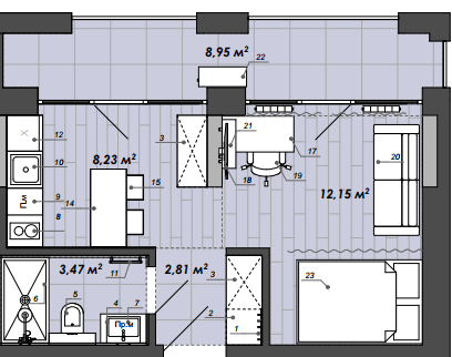 1-кімнатна 35.61 м² в Апарт-комплекс WELL towers від 42 350 грн/м², Львів