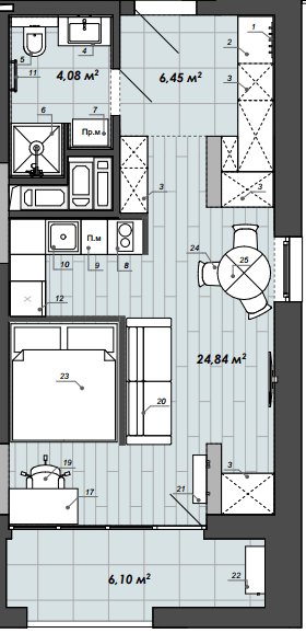 1-комнатная 41.47 м² в Апарт-комплекс WELL towers от 39 300 грн/м², Львов