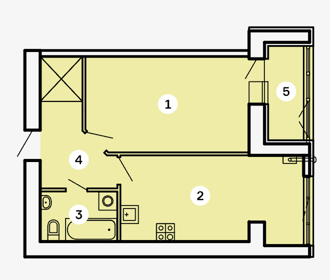 1-кімнатна 51.35 м² в ЖК Kvartal від 37 000 грн/м², Запоріжжя