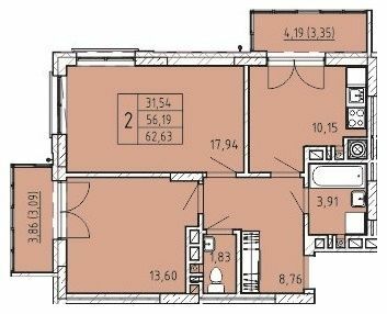 2-кімнатна 62.23 м² в ЖК Сонцебуд від 18 000 грн/м², м. Жовква