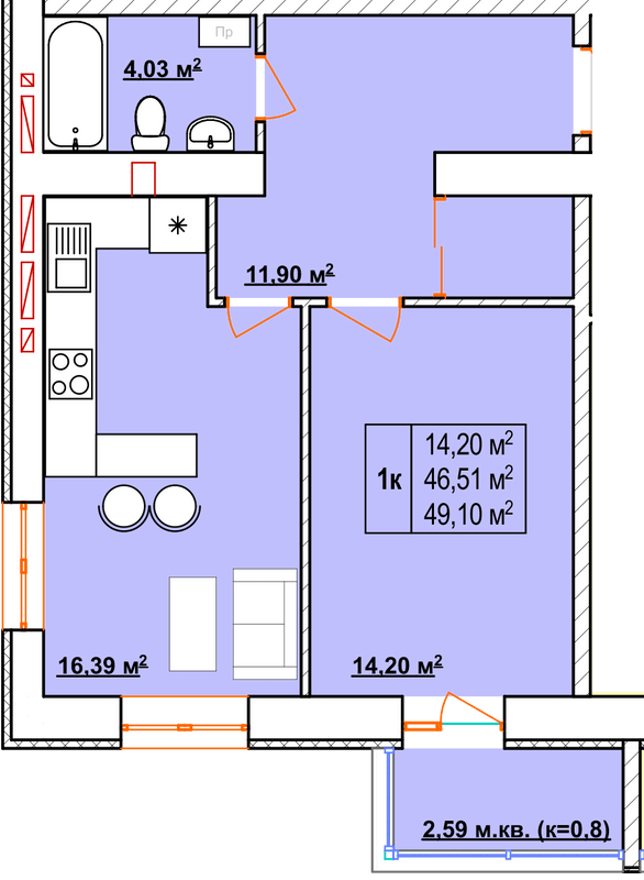 1-кімнатна 49.1 м² в ЖК Сусіди від 17 000 грн/м², м. Винники