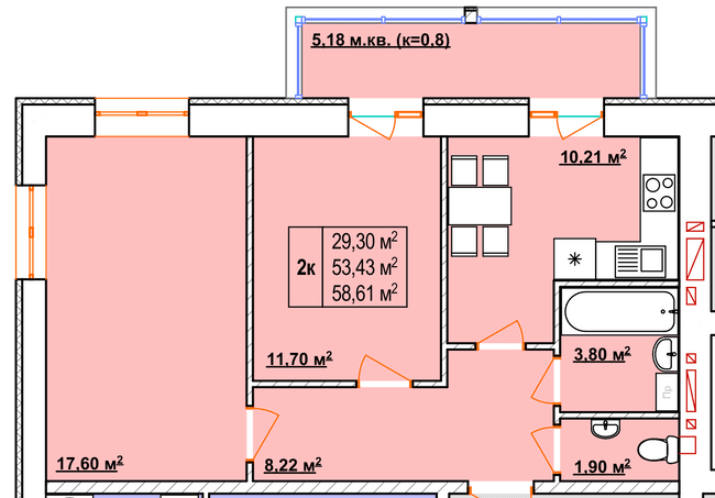 2-кімнатна 58.61 м² в ЖК Сусіди від 16 400 грн/м², м. Винники