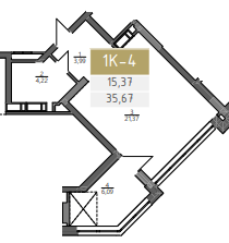 1-кімнатна 35.67 м² в ЖК Liberty Gardens від 29 500 грн/м², Харків