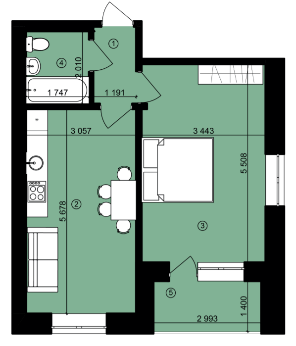 1-кімнатна 44.4 м² в ЖК Urban City від 20 000 грн/м², Харків