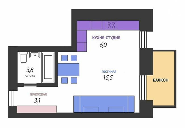 1-комнатная 29.5 м² в ЖК Воробьевы горы Family от 23 000 грн/м², Харьков