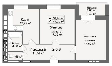 2-комнатная 67.32 м² в ЖК Кофе с молоком от 23 000 грн/м², Харьков