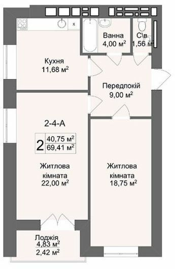 2-комнатная 69.41 м² в ЖК Кофе с молоком от 23 000 грн/м², Харьков