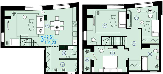 Двухуровневая 104.23 м² в ЖК Меридиан от 16 250 грн/м², Харьков