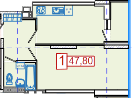 1-комнатная 47.8 м² в ЖК Немецкий проект на Холодной Горе от 28 700 грн/м², Харьков