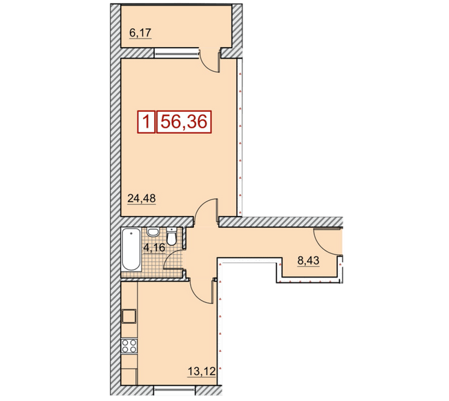 1-комнатная 56.36 м² в ЖК Речной квартал от 23 000 грн/м², Харьков