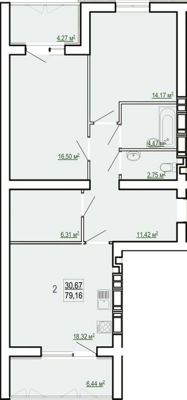 2-кімнатна 79.16 м² в ЖК Казка від 16 500 грн/м², Харків