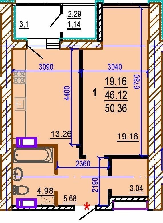 1-кімнатна 50.36 м² в ЖК Шекспіра від 30 000 грн/м², Харків