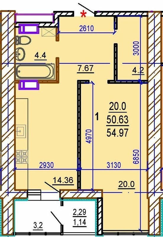 1-кімнатна 64.97 м² в ЖК Шекспіра від 27 500 грн/м², Харків