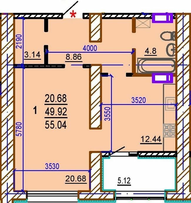 1-комнатная 55.04 м² в ЖК Шекспира от 30 000 грн/м², Харьков