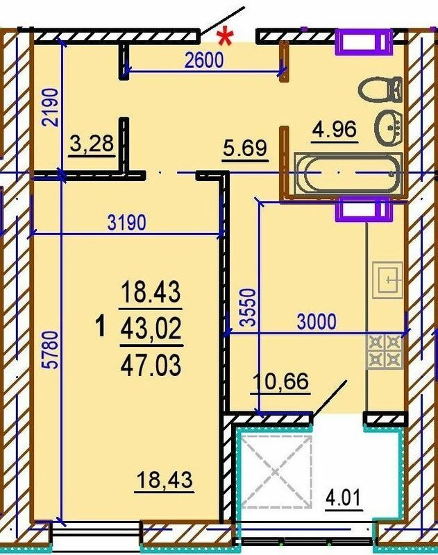 1-комнатная 47.03 м² в ЖК Шекспира от 30 000 грн/м², Харьков