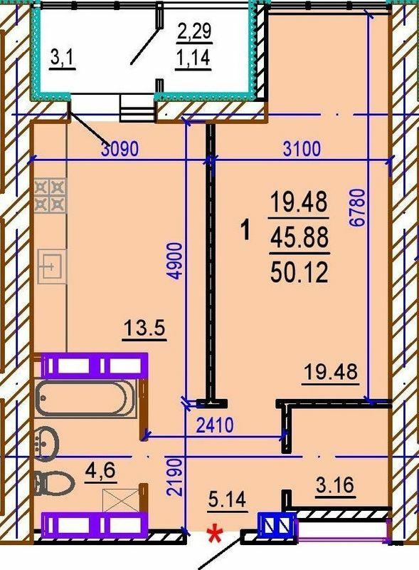 1-комнатная 50.12 м² в ЖК Шекспира от 30 000 грн/м², Харьков