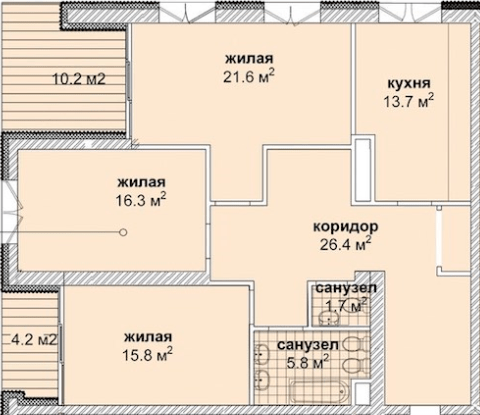 3-комнатная 108.5 м² в Резиденция Парк-Хаус от 48 850 грн/м², Харьков