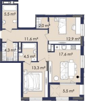 2-кімнатна 77.2 м² в ЖК CENTOWER від 43 100 грн/м², Дніпро