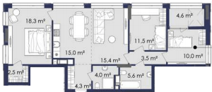 3-комнатная 94.8 м² в ЖК CENTOWER от 43 100 грн/м², Днепр