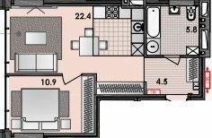 1-комнатная 44.2 м² в ЖК RESPECT HALL от 37 900 грн/м², Днепр