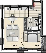 1-кімнатна 49.3 м² в ЖК RESPECT HALL від 37 900 грн/м², Дніпро