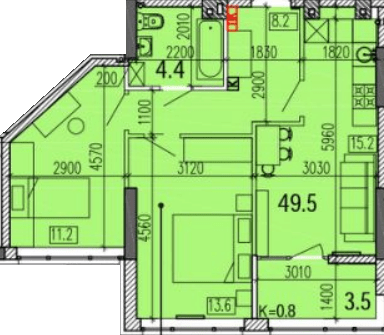 2-комнатная 57.4 м² в ЖК Затишний-2 от 28 750 грн/м², Днепр