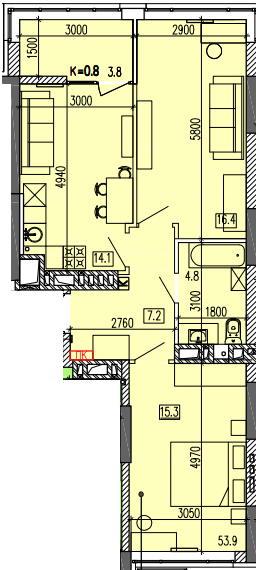 2-комнатная 62.5 м² в ЖК Затишний-2 от 27 300 грн/м², Днепр