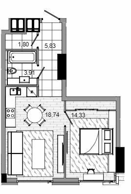 1-кімнатна 45 м² в БФК MAYAK від 37 450 грн/м², Дніпро