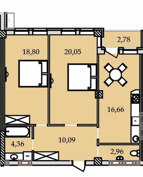 2-кімнатна 74.2 м² в ЖК Premier Tower від 28 700 грн/м², Вінниця