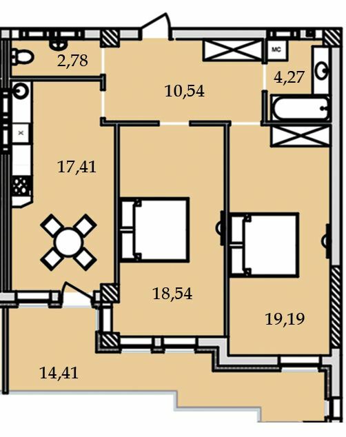 2-комнатная 87.28 м² в ЖК Premier Tower от 31 700 грн/м², Винница