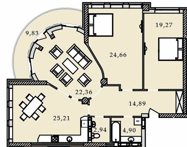 3-кімнатна 124.05 м² в ЖК Premier Tower від 34 600 грн/м², Вінниця