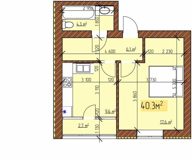 1-кімнатна 40.3 м² в ЖК Джерельний від 18 500 грн/м², Вінниця