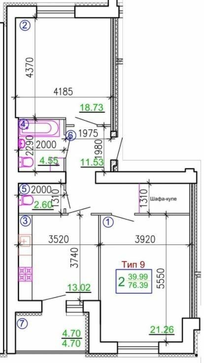 2-кімнатна 76.39 м² в Мкрн Академічний від 19 250 грн/м², Вінниця