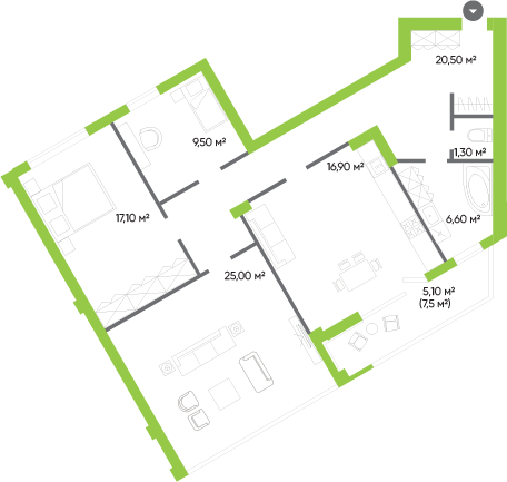 3-кімнатна 102 м² в ЖК Оселя Парк від 26 000 грн/м², Луцьк