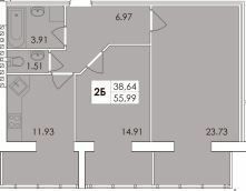 2-комнатная 55.99 м² в ЖК GREEN VILLAGE от 13 250 грн/м², Житомир